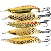Resim 20g Altın 5 adet LP45678, Çıkarılmış Alaşım Balıkçılık Yemleri Kırmızı Gözler ve Siyah saç tokası ile, Tuzlu ve Tatlı Su Balıkçılığı için Dayanıklı Metalik Kaplama, Balıkçılık Yemleri Aksesuarları 