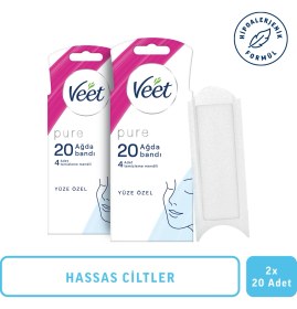 Resim Veet Pure Hipoalerjenik Sir Ağda Bandı Yüz Bölgesi 20'li X 2 