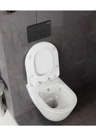 Resim Creavit Kanalsız Asma Klozet Ve Thermoplast Yavaş Kapanır Kapak Tp329 Beyaz 