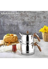 Resim Kahramanlar Çelik Yağmur Orta Boy Çelik Çaydanlık Ahşap Çelik 