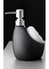 Resim Stonware Sıvı Sabunluk Siyah Süngerlik Bölmeli 500ml 