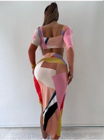 Resim Pink Life Desenli Aksesuarlı Micro Kumaş Ikili Takım-Desenli Çok Renkli 