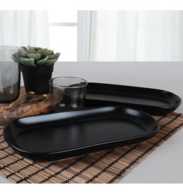 Resim Keramika Kayık Noyan Mat Siyah Tabak 30 cm 