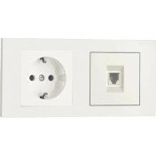 Resim Mena Rise Grano Beyaz 2'li Set Topraklı Priz ve Telefon Nümeris Cat3 Set 