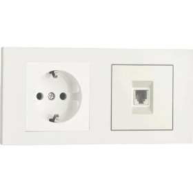 Resim Mena Rise Grano Beyaz 2'li Set Topraklı Priz ve Telefon Nümeris Cat3 Set 