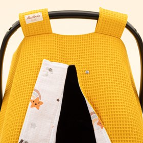 Resim Puset Örtüsü - Çift Taraflı - Hardal Petek - Turuncu Gökkuşağı 