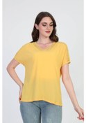 Resim Ella Camelia Kadın Dantel Detaylı Bluz 5010027 Sarı 