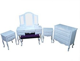 Resim Bengi Ticaret Makyaj 13726 Masa Dresuar 7Çekm Ahşap Kayın Aslan Ayak Kırmızı Boya Yan Açıl Ayna 