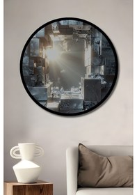 Resim Soyut Geometri Metal Küp Sanat Tablosu Yuvarlak Duvar Tablosu Çerçeve Görünümlü--- 20 X 20 