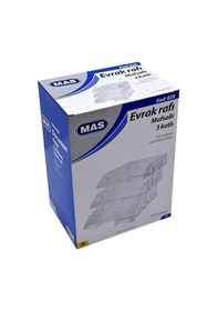 Resim Mas 829 Evrak Rafı 3 Katlı Mafsallı Set Şeffaf N11.236 