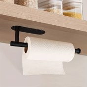 Resim Yaratıcı deliksiz kağıt havlu tutucu ev duvar montajlı kağıt havlu depolama ve sıralama rafı mutfak ve banyolar için uygun, rulo kağıt, plastik sargı ve havluları yerleştirmek için kullanılabilir, mutfak sıralama ve depolama mutfak malzemeleri 