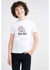Resim Wınner Chicken Baskılı Unisex Çocuk Beyaz Tshirt 