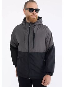Resim İçi Astarlı Su Ve Rüzgar Geçirmez Cepli Erkek Yağmurluk Antrasit 