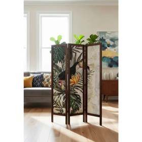 Resim Artavessa Premium Ahşap Çerçeveli 3 Kanatlı Kanvas Paravan - Modern Desenli Seperatör - 138X170 cm 
