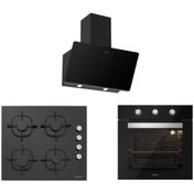 Resim Silverline BO6503B01 - CS5335B01 - 3457 Soho 60 Siyah Cam Ankastre Set 