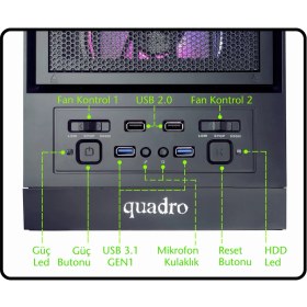 Resim Quadro Titan Power R51654 Ryzen 5 5500 16GB 512GB Nvme SSD 12GB RTX3060 VGA Freedos 