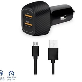 Resim KOİ TECH Araç Içi Çakmaklık 2xusb Girişli 3.0 Çıkış Pd 20 Watt Type-c Kablolu Cr-54 