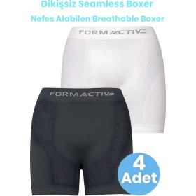 Resim Tezzgelsin Erkek Dikişsiz/seamless Nefes Alabilen Boxer 4 Adet Beyaz - Füme 