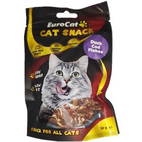 Resim Eurocat Tahılsız Şekersiz Kurutulmuş Et Cat Duck Cod Flakes Kedi Ödülü 50 G 