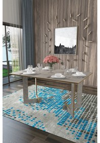 Resim Asra Trend %100 Mdflam Yemek Masası Ym-02 Retro Gri Açık Gri 