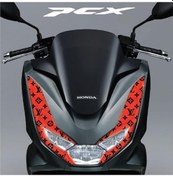 Resim Honda Pcx Ön Far Kaşı Lv Tasarımı Şeffaf Sticker Kırmızı 