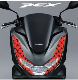 Resim Honda Pcx Ön Far Kaşı Lv Tasarımı Şeffaf Sticker Kırmızı 