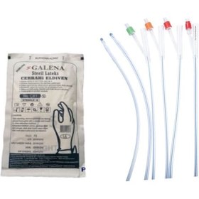 Resim Galena Foley Sonda Silikon 2 Yollu No 16 + Steril Pudrasız Latex Eldiven No: 7.5 