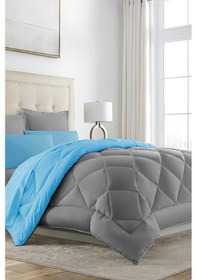 Resim Alla Turca Çift Taraflı Lux Silikon Yorgan - Çift Kişilik Özel Çantalıturkuaz-gri 