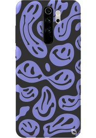 Resim WANNA PROTECT Xiaomi Redmi Note 8 Pro Lila Premium Içi Kadife Gülücük Desenli Silikon Telefon Kılıfı 