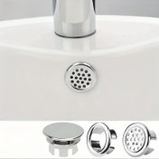 Resim 1 adet Yuvarlak Taşma Drenaj Tıpası Banyo Lavabosu için, Dekoratif Havza Süzgeç Kapağı, Plastik Paslanmaz Çelik Lavabo Taşma Deliği Eki, 1 Paket 