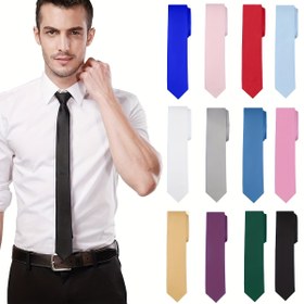 Resim Erkekler için İnce İş Kravatı - Düz Renk, 960 İğne Kumaş, Tüm Sezonlar İçin Çok Yönlü, Mavi, Pembe, Kırmızı, Açık Mavi, Beyaz, Gri, Bej, Yeşil, Siyah, Sarı, Mor, Turuncu, Kahverengi 