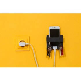 Resim Risingmaber Metal Mat Siyah Dekoratif Yapışkanlı Telefon Tutacağı Anahtar Askısı. 