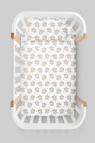 Resim Organik Anne Yanı Nevresim Takımı (60x100) - Mavi Şapkalı Ayıcık 60 x 100 