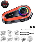 Resim Mioji Mio 120 2X RGB 1000 mAh IPX6 1500M 2 Kişilik Kask Intercom Motosiklet Bluetooth Kulaklık - Turuncu 