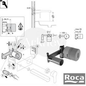 Resim Roca Naia Ankastre Lavabo Batarya Seti - Krom / İç Set Sıva Altı Grubu Dahil Arkhev0014 Parlak Krom 