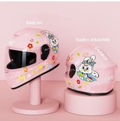 Resim Eternal Luck Tavşan Desenli Motosiklet Kaskı Pembe 