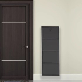 Resim Siyah Kilitli Metal Ayakkabılık MAC4 - 4 Kapaklı - 50X15X136 h 