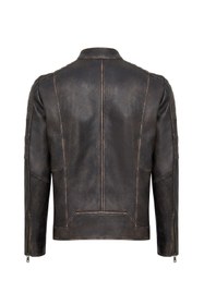 Resim Morant Erkek Kahverengi Vintage Slim-fit Deri Ceket - Kahverengi / M 