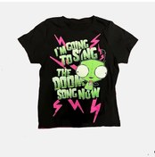 Resim Hızılent Y2k Retro Desenli Kadın T-shirt - Açık Göbek Zayıflama - Gotik Kpop Emo Stilişampanya 