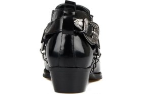 Resim FootCourt Siyah Açma Deri Nakışlı Kovboy Ayakkabısı 