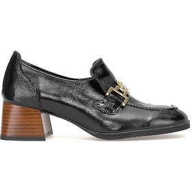 Resim Mammamia D25ka-995 Kadın Hakiki Rugan Deri Klasik Topuklu Ayakkabı Siyah Siyah 