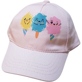 Resim Kitti Kız Bebek 1-3 Yaş Yazlık Siperli Dodurma Desenli Pamuklu Şapka 48 Cm 