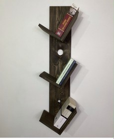 Resim O&Awood Doğal Ahşap Kitaplık, Dekoratif Tasarım Ahşap Vintage Kitaplık 