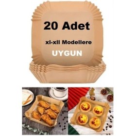 Resim Büyük Boy Air Fryer Fritöz Pişirme Kağıdı 50 Adet Çok Renkli 