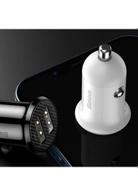 Resim Baseus Grain Pro Dual Usb 4.8A Max Çıkışlı Hızlı Araç Şarj Başl Siyah 