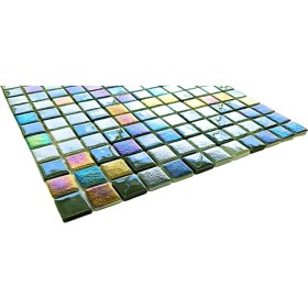 Resim MozaiKristaL Mutfak Tezgah Arası, Banyo, Havuz, Sauna, Spa ve Iç ve Dış Dekorasyonda Tüm Yüzeyler Için, 25X25 mm ve Yeşil Karışım, 31,5X31,5 cm. Fileli Cam Mozaik. ( 10 File Karo = 1 M2 Fiyatıdır ) 