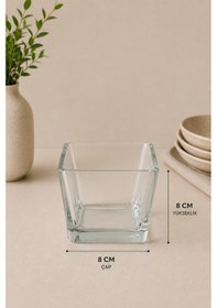 Resim 4 Adet Viana Çok Amaçlı Kare Magnolia Cup Tatlı Çerez Dondurma Kasesi 8x8 Cm Şeffaf 