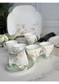 Resim Türk Kahve Fincanı Veronica Peachy 6 Kişilik 12 Parça Renkli 