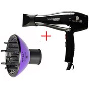 Resim Hector Profesyonel Fön Makinesi 3500 Turbo-siyah + Mor 