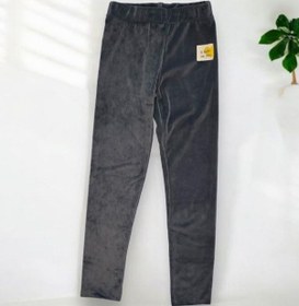 Resim Zekids Kız Çocuk Bel Lastikli Parlak Kadife Tayt Pantolon-14343 Füme 
